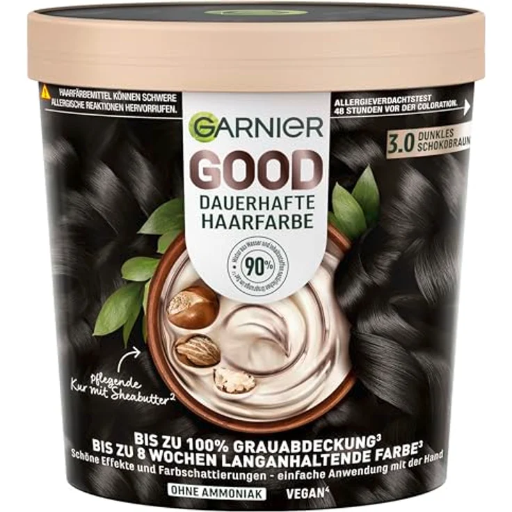 Garnier GOOD Dauerhafte Haarfarbe 3.0 Dunkles Schokobraun, Coloration ohne Ammoniak, 100% Grauabdeckung, 1 Stk. – Bild 1