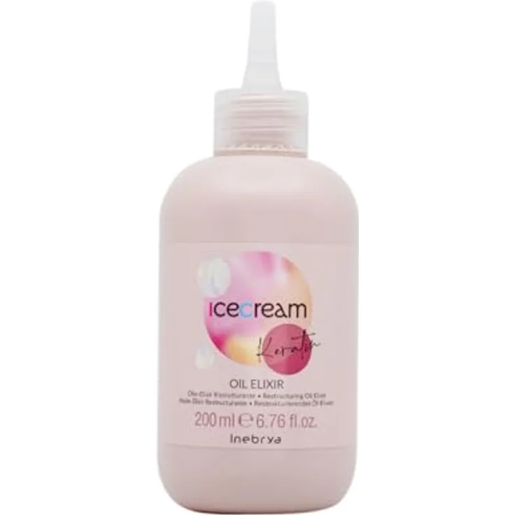 Inebrya Ice Cream Keratin Oil Elixir - Restrukturierendes Öl Elixir 200 ml - Haarpflege für Profis in Italien geboren