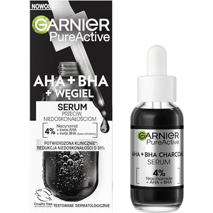 Garnier Reines Leder Serum gegen Unvollkommenheiten mit AHA, BHA und Kohlenstoff, 30ml - Akne neigende Haut, 40% recycelte Materialien – Bild 2