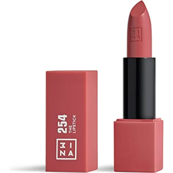 3INA The Lipstick, Lippenstift 4,5 g Nr. 254, hohe Deckkraft, Dark Pink Nude, Soft-Touch-Magnetverpackung