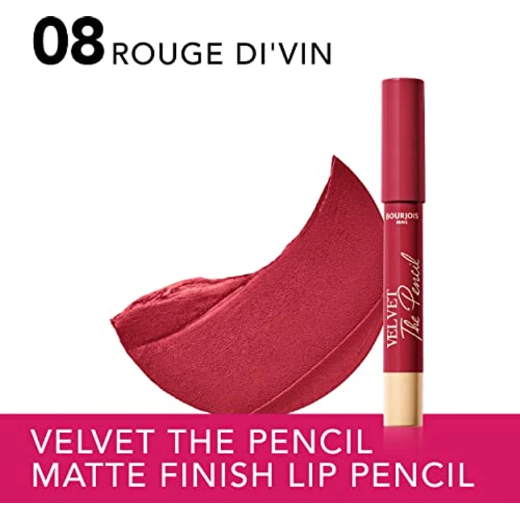Bourjois Velvet the Pencil, dünner Lippenstift mit Matt-Effekt, Farbton 08 Rouge Di'vin, 1,8 g – Bild 3