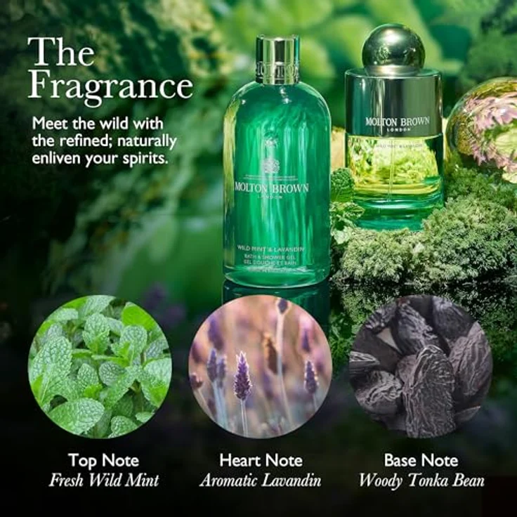 Molton Brown Wild Mint & Lavandin Bade- und Duschgel 300 ml, erfrischendes und aromatisches Duschgel mit Minze und Lavandin – Bild 2