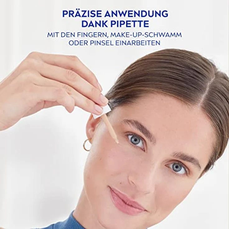 NIVEA 3in1 Hyaluron Serum Foundation mittel, Anti-Age Foundation mit Serum für eine jünger aussehende Haut, feuchtigkeitsspendende Foundation mit Hyaluron, 30ml – Bild 4