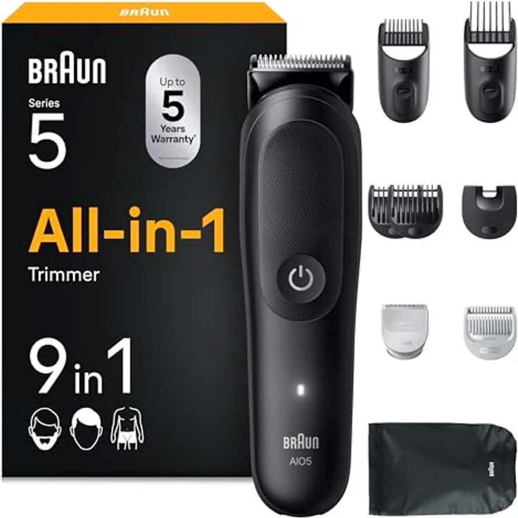 Braun AIO5540 Haarschneidemaschine Schwarz 14 Lithium-Ionen, 9-in-1 Grooming Kit, SkinGuard Technology, 100% Waterproof – Bild 2