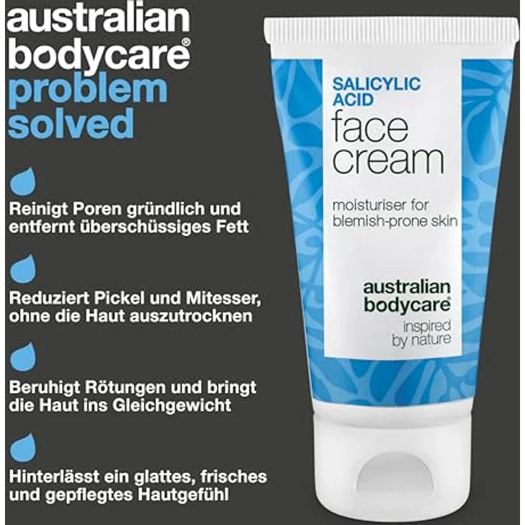 Australian Bodycare Salicylsäure Anti-Pickel-Gesichtscreme, Nicht komedogene Formel mit Salicylic Acid, 50 ml – Reinigt Poren, reduziert Rötungen und spendet Feuchtigkeit – Bild 3