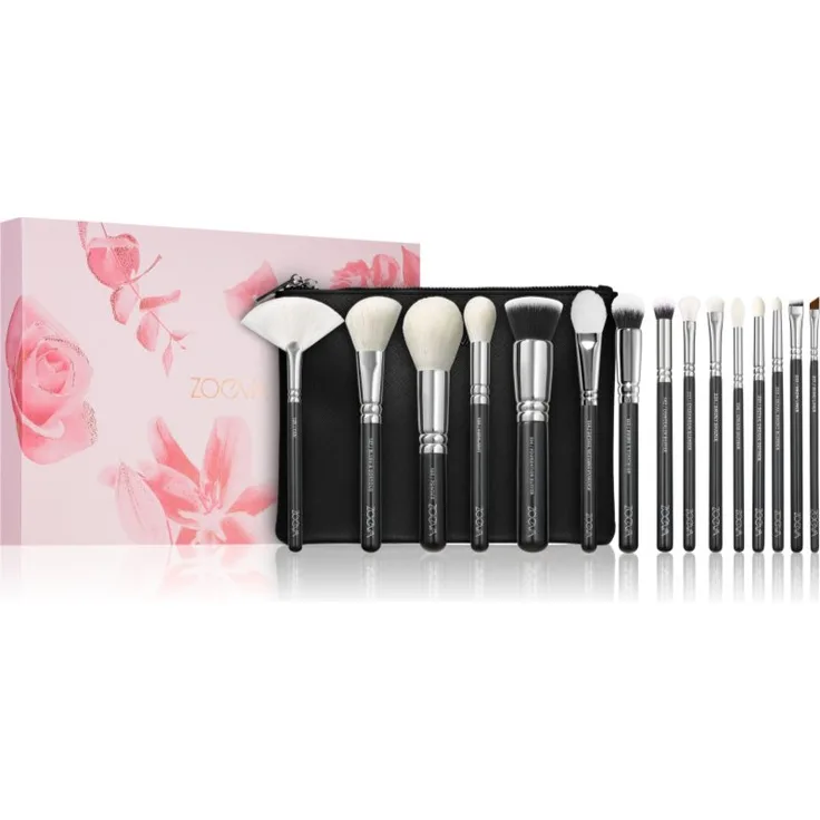 ZOEVA The Artists Brush Set Silver, Make-up Pinsel Set mit Täschchen 1 St.