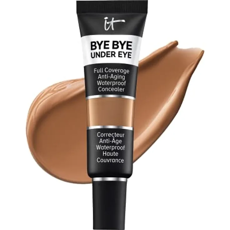 IT Cosmetics Bye Bye Under Eye Concealer, hohe Deckkraft, wasserfest, angereichert mit Peptiden, Kollagen & Hyaluronsäure, 12 ml, Farbton Deep 40.5