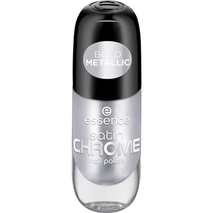 essence cosmetics satin CHROME nail polish, Nr. 04, Silber, abdeckend, Expressergebnis, hochpigmentiert, metallisch, vegan, ohne Mikroplastikpartikel, ohne Parfüm, ohne Parabene, 1er Pack (8ml) – Bild 2