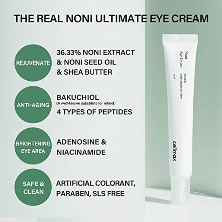 celimax The Real Noni Augencreme, feuchtigkeitsspendend und glättend gegen Falten und dunkle Augenringe, 20 ml – Bild 3