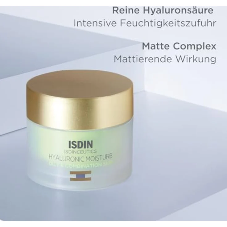ISDIN ISDINCEUTICS Hyaluronic Moisture Oily and Combination Skin, leichte mattierende Gesichtscreme mit Hyaluronsäure, 50g, speziell für fettige Haut und Mischhaut – Bild 3