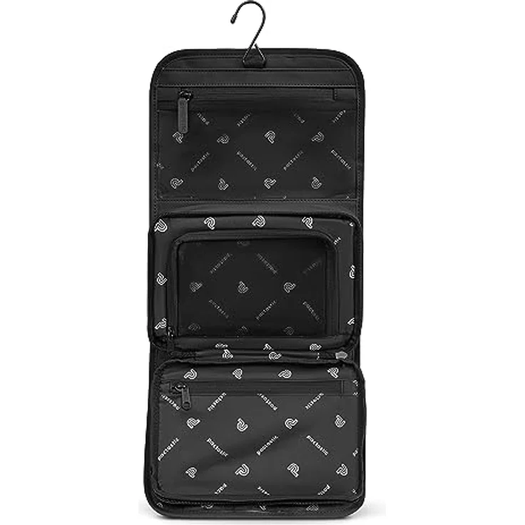 Pactastic Kosmetiktasche zum Aufhängen | 340 g Leichter ausklappbarer Kulturbeutel/Rolle mit 4 Reißverschlussfächern aus wasserabweisendem Tech-Material | 24 x 6 x 21 cm für Pflegeprodukte – Bild 3