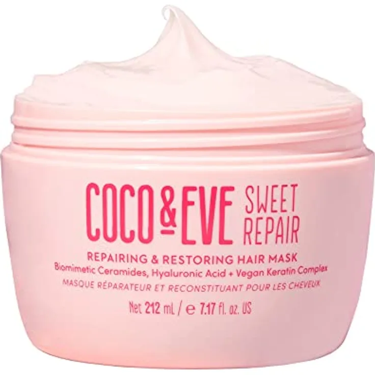Coco & Eve Sweet Repair Haarmaske. Mischung aus biomimetischen Ceramiden, Hyaluronsäure, veganem Keratin. Repariere trockenes, geschädigtes Haar, erhöhe die Feuchtigkeitszufuhr und den Glanz (212 ml)