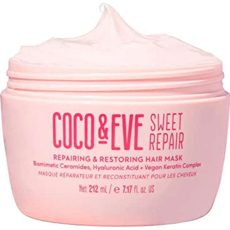 Coco & Eve Sweet Repair Haarmaske. Mischung aus biomimetischen Ceramiden, Hyaluronsäure, veganem Keratin. Repariere trockenes, geschädigtes Haar, erhöhe die Feuchtigkeitszufuhr und den Glanz (212 ml) – Bild 1