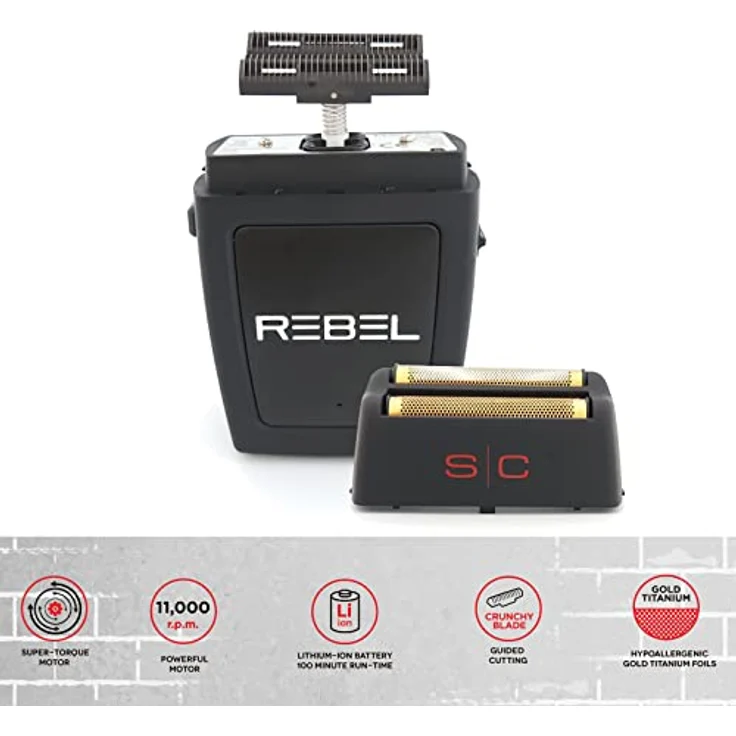 Stylecraft Shaver Rebel, Haarschneider mit Gold-Titan-Folien und 11.000 U/min. in Elegantes Schwarz – Bild 5