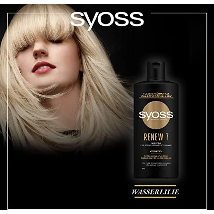 Syoss Shampoo Renew 7 (440 ml), Haarshampoo für vielfach geschädigtes Haar, Hair Repair Shampoo hilft bei 7 Arten von Haarschäden, Formel mit Amino-Komplex & Wasserlilie – Bild 2