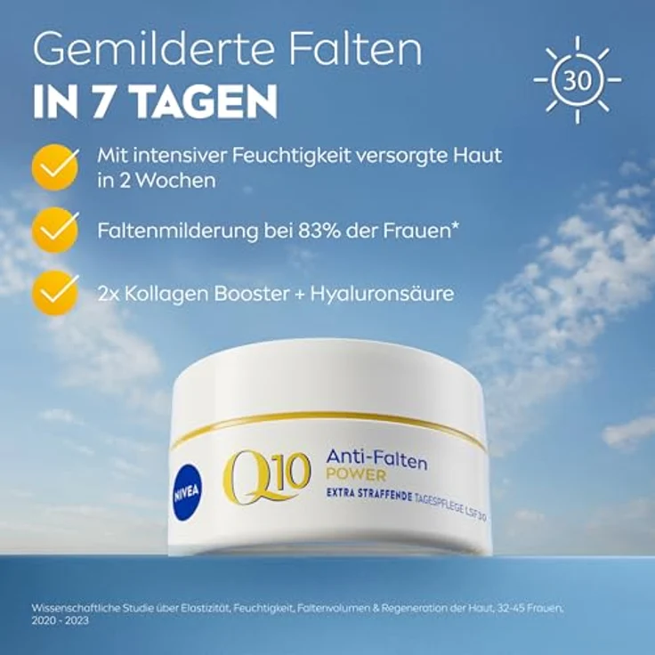 NIVEA Anti-Falten POWER Q10 Extra Straffende Tagespflege LSF 30, Gesichtspflege mit purem Q10, Kreatin & Hyaluronsäure, 50 ml – Bild 2