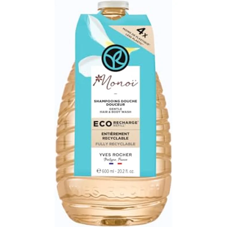 Yves Rocher Nachfüllpack Dusch-Shampoo Monoï 600ml | Recycelbares Format | Natürlich, Sulfatfrei & Feuchtigkeitsspendend Duschgel – Bild 1