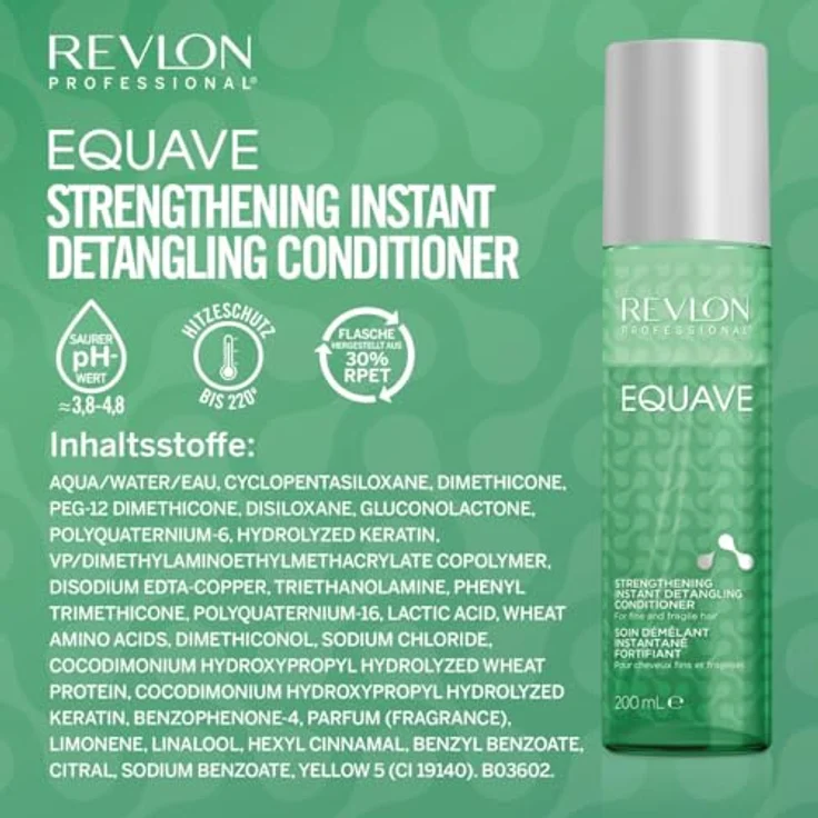 REVLON PROFESSIONAL EQUAVE Strengthening Instant Detangling Conditioner, 200 ml, entwirrender Leave in Sprühconditioner für feines & brüchiges Haar, 2-Phasen Haarpflege mit Hitzeschutz – Bild 5