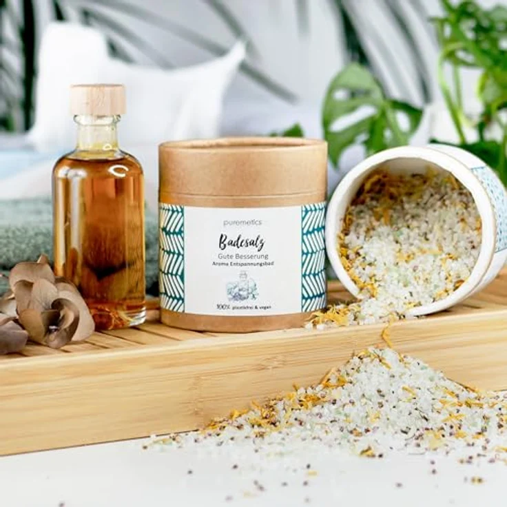 puremetics Badesalz 'Verschiede Aromen' | Totes Meer Salz | Aromatisiert | 400 g | Entspannungsbad | Aromatherapie (Gute Besserung) – Bild 2