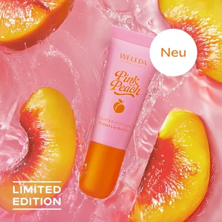 Weleda Bio Pink Peach Limited Edition Lip Balm, Naturkosmetik Lippenbalsam mit Aprikosenkernöl, Vitamin E und Pfirsich/Jasmin Duft, vegan, 7 ml – Bild 2