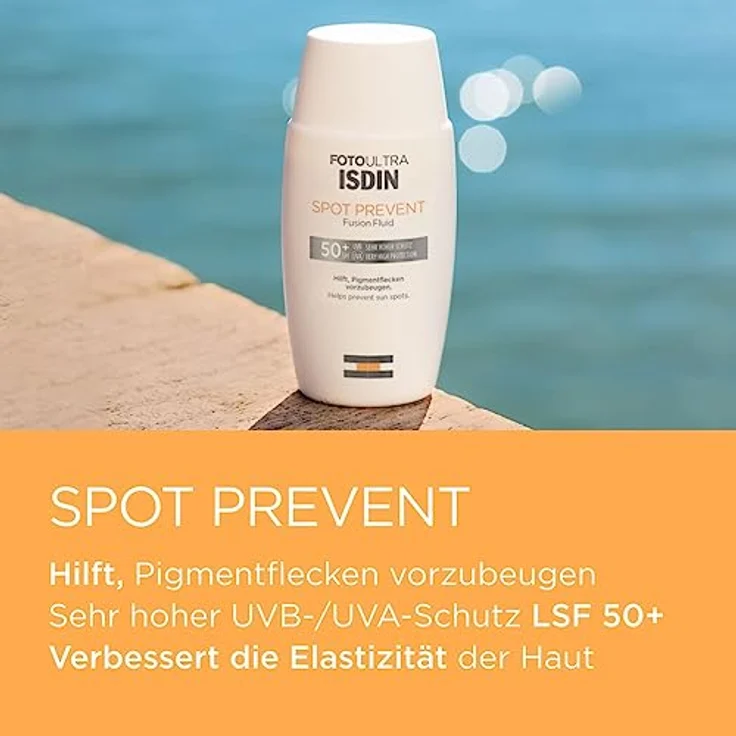 Isdin FotoUltra Spot Prevent LSF 50+, Fusion Fluid Textur, sehr hoher Schutz, Verhindert Pigmentflecken, 50 ml – Bild 4