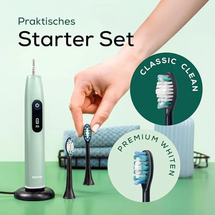 Beurer SC 50 Green Planet Peppermint, Schallzahnbürste mit 5 Reinigungsprogrammen, LCD-Display und 100% recyceltem Material – Bild 7