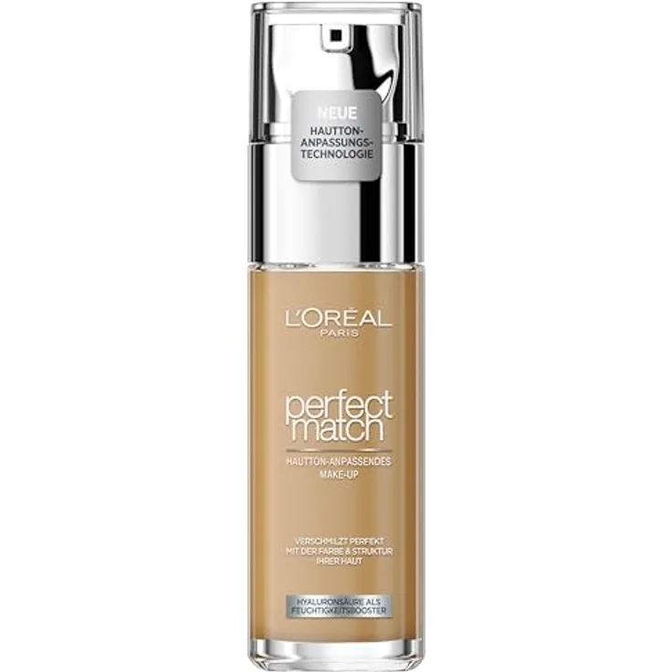 L'Oréal Paris Make up, Flüssige Foundation mit Hyaluron und Aloe Vera, Perfect Match Make-Up, Nr. 6.5.D/6.5.W Golden Toffee, 30 ml
