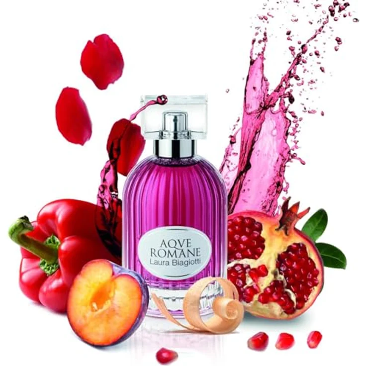 Laura Biagiotti Aqve Romane Uva Dulcius, Eau de Toilette Spray für Damen, fruchtiger Blumenduft, 100 ml, rosafarbenes Glasdesign – Bild 2