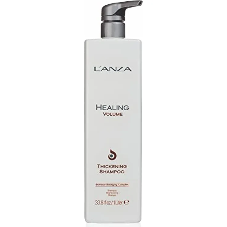 L'ANZA Healing Volume Thickening Shampoo (1000 ml), Reich an Bambusstärkungskomplex und Keratin, Volumenspendendes Shampoo für feines Haar