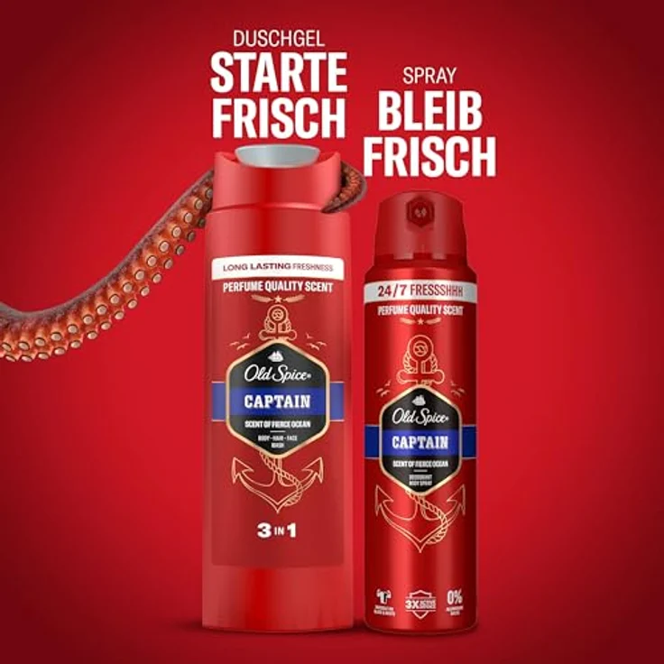 Old Spice Gentleman Geschenkset, Captain Deospray (150 ml) und Duschgel (250 ml) mit langanhaltendem Duft in Parfumqualität – Bild 5
