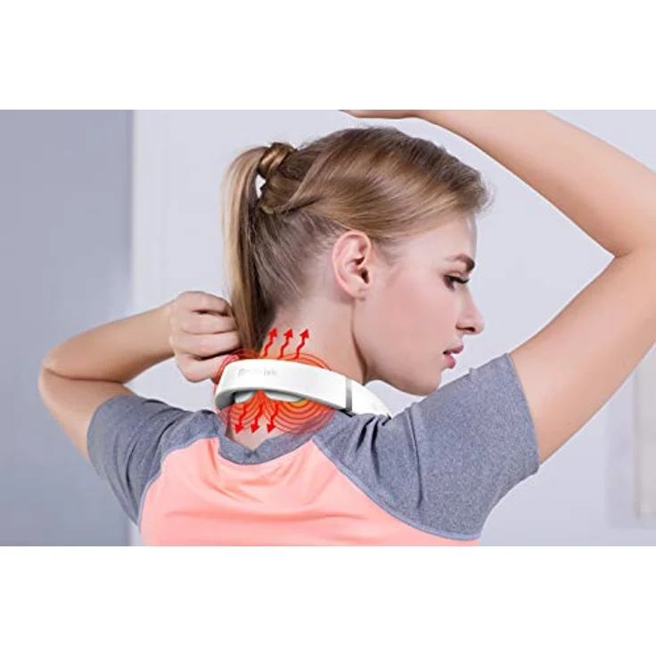 Bodi-Tek EMS Nacken- und Schultermassagegerät mit Wärme, 6 Programmen und 16 Intensitätsstufen, freihändiges Design, LCD-Display, wiederaufladbar – Bild 4