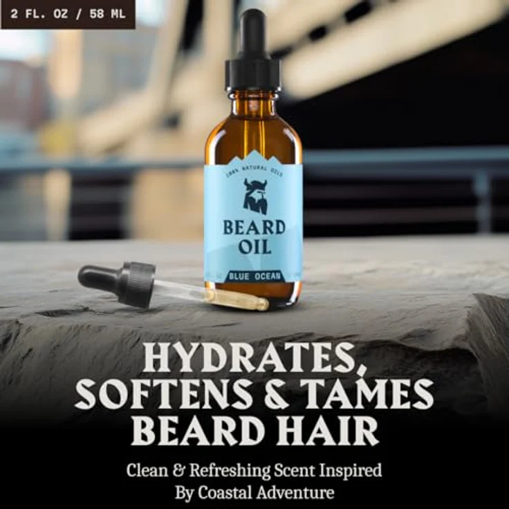 Striking Viking Bartöl Blue Ocean, 60 ml, für Herren, wachstumsfördernd mit Argan- & Jojobaölen, spendet Feuchtigkeit & reduziert Juckreiz – Bild 2