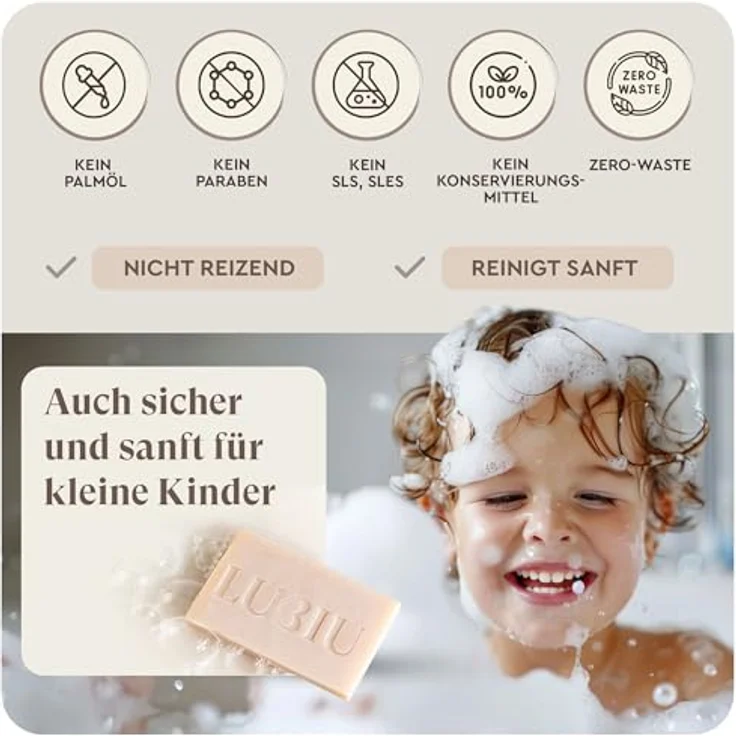 lubiu Ziegenmilchseife, 100g Handgemachte Naturseife für Gesicht, Körper und Hände, feuchtigkeitsspendend, ideal für empfindliche Haut – Bild 5