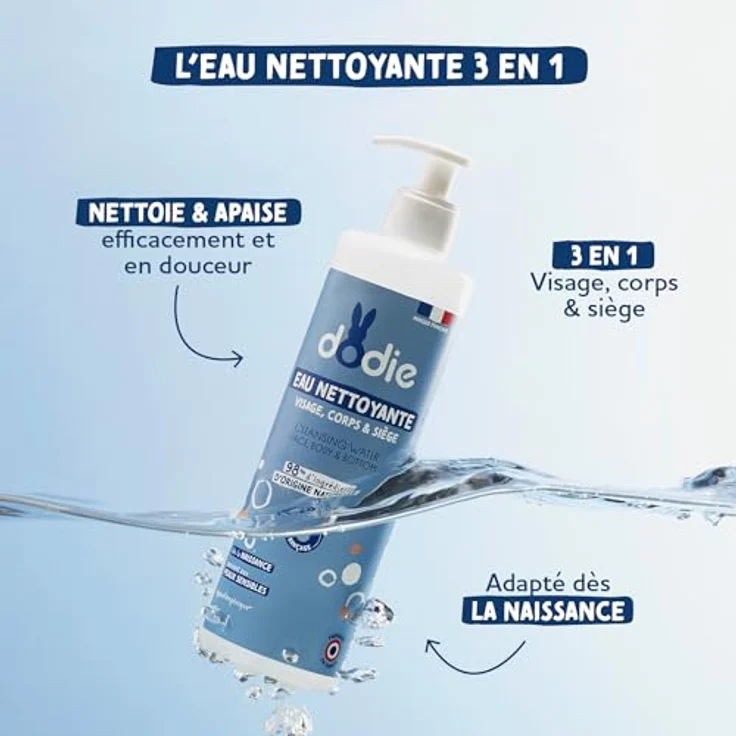 Dodie Eau nettoyante 3 en 1, Gesichtsreinigungslösung für einfache und schnelle Reinigung, 1L 1000 ml – Bild 2