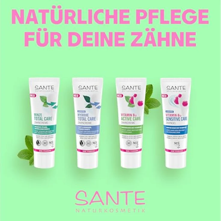 SANTE Zahnpasta Minze Total Care, 75 ml, mit fluoridierendem Schutz und natürlichen Inhaltsstoffen – Bild 6