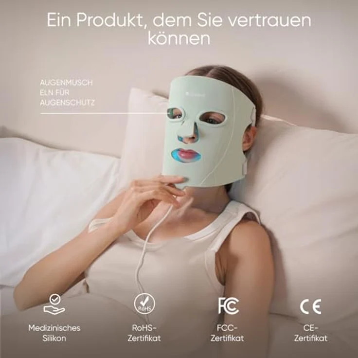 Nanoleaf LED Licht Gesichtsmaske, wiederaufladbare Rotlicht Face Mask mit 7 Modi, RGB & NIR-LEDs, hautfreundliches Silikon, tragbar, 5-10 Min täglich – Bild 3