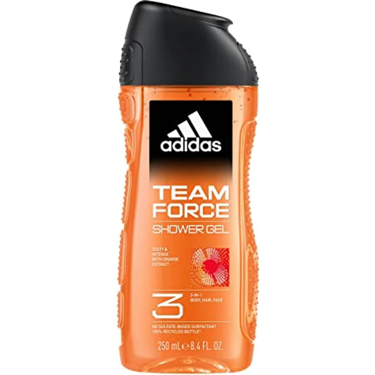 Adidas Team Force Duschgel für Herren, 250 ml, parfümiert, für den gesamten Körper – Bild 1