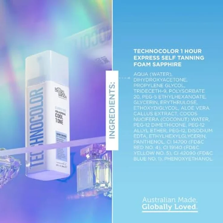 Bondi Sands Technocolor Sapphire Selbstbräunungsschaum, Farbton Cool Natural, 200 ml, schnell einziehend, feuchtigkeitsspendend, natürlicher Bräunungseffekt – Bild 9