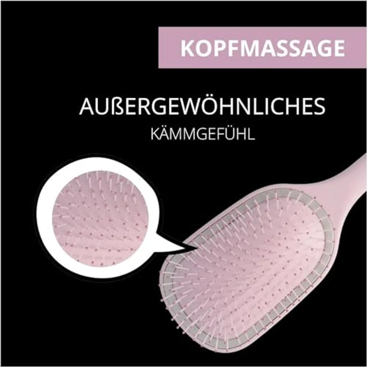 PARSA Beauty LOV.U Entwirrbürste Wet & Dry Rosa - MultiFlexible Nylonpins, schmerzfreies Bürsten - Nasses & trockenes Haar - Abgerundete Kunststoffstifte, außergewöhnliches Kämmgefühl - 10 x 5 x 1,3 cm – Bild 5