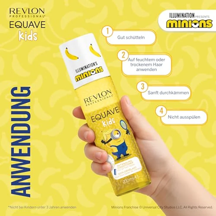REVLON PROFESSIONAL Equave Kids MINIONS entwirrendes Conditioner-Spray 200 ml, vegan, Hitzeschutz bis 220 °C, Bananenduft, Leave-in für alle Haartypen – Bild 5