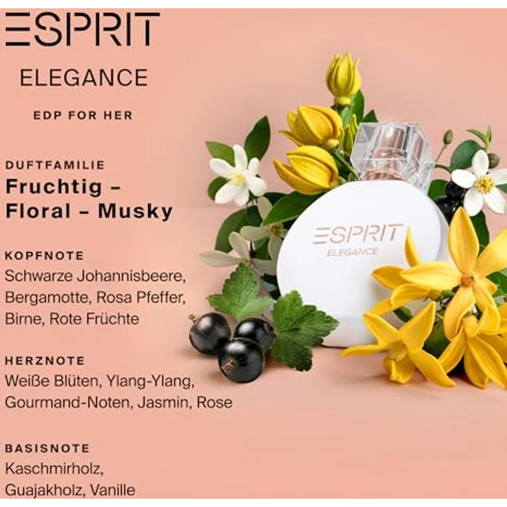 ESPRIT ELEGANCE, Damen Parfüm 20ml mit Bergamotte, Jasmin & Vanille, Eau de Parfum für weibliche Leichtigkeit, fruchtig, floral & musky, ohne tierische Inhaltsstoffe – Bild 4