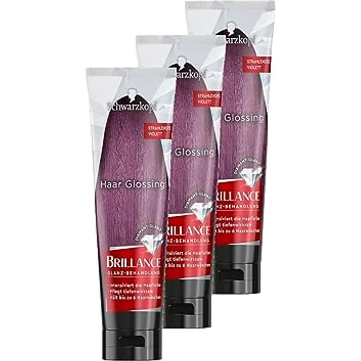 Brillance Glanz-Behandlung Haar Glossing strahlendes Violett, temporäre Haarfarbe, 3x 150 ml, hält bis zu 6 Haarwäschen – Bild 1