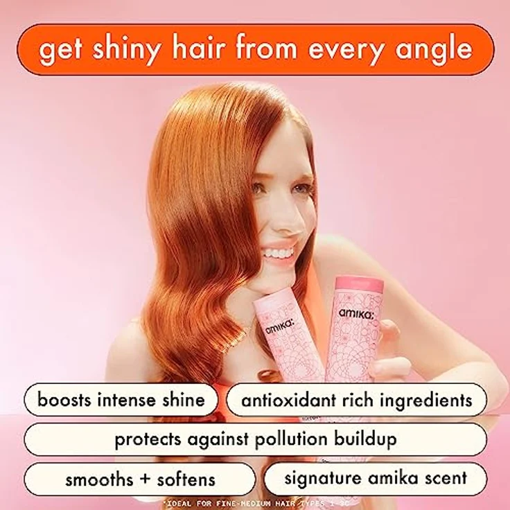 Amika Mirrorball Shine Antiox Shampoo, 275 ml – antioxidative Formel für brillanten Glanz und geschmeidiges Haar – Bild 2
