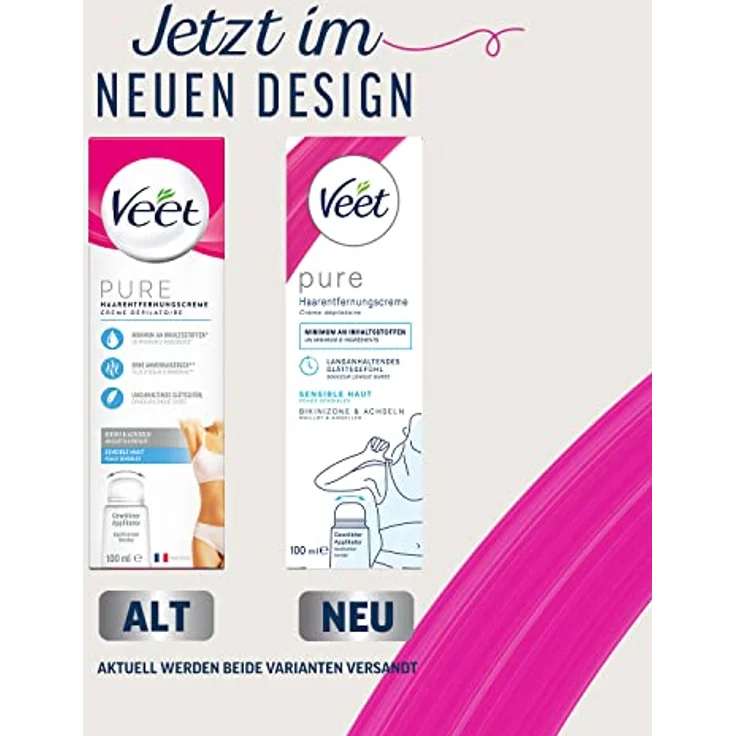 Veet Haarentfernungs-Creme Bikini & Achseln Sensitive Enthaarungscreme 100 ml – Bild 2