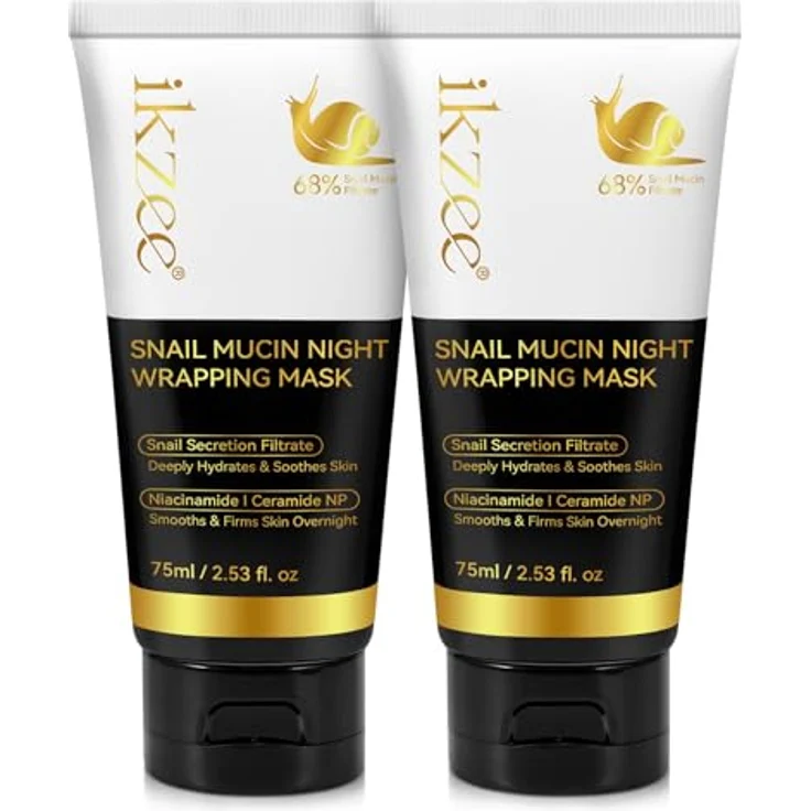 P-Beauty 2x Gesichtsmaske Nachtmaske mit Snail Mucin & Kollagen, Feuchtigkeit & Regeneration über Nacht, Anti-Aging Pflege, Skincare Maske (2x75 ml) – Bild 1