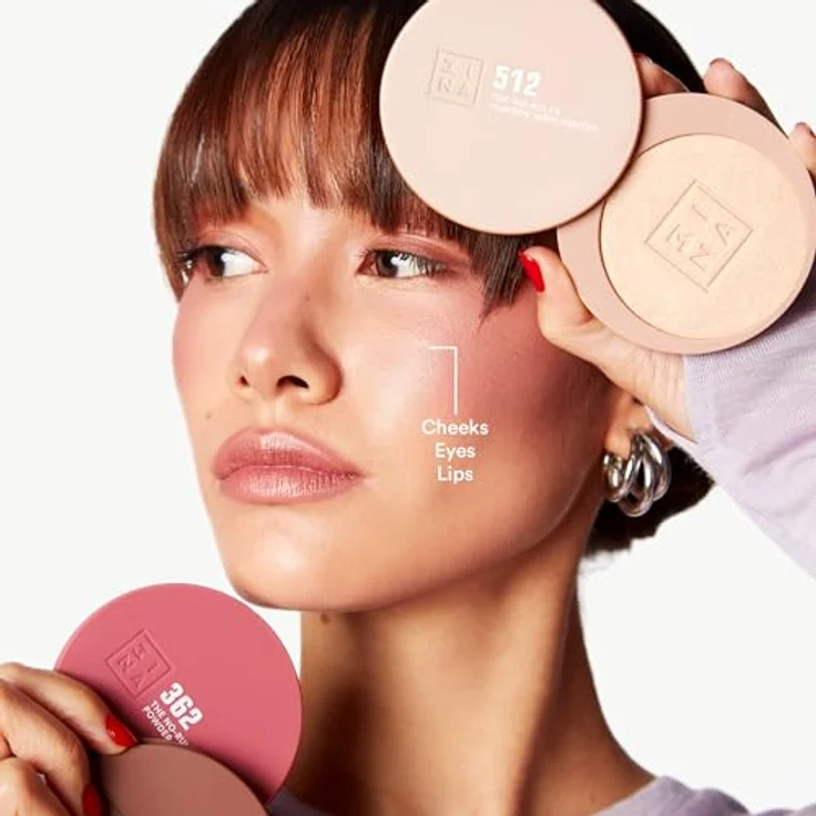 3INA MAKEUP The No-Rules Powder Highlighter 512, 3-in-1 Kompaktpuder für Augen, Lippen und Wangen, Gold, mit Hyaluronsäure und Ceramiden, leichtes, talkfreies Puder, vegan, cruelty-free – Bild 2