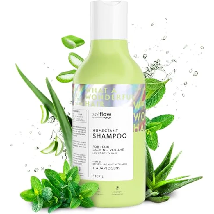 SO!FLOW Humectant Shampoo für Low Porosity Hair mit Ashwaganda, 400 ml - intensiv feuchtigkeitsspendend, vegan, mit Aloe Vera und Minze – Bild 1