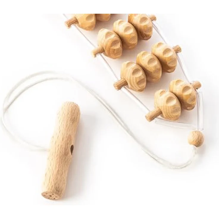 HABYS Holz-Massagegerät für Rücken & Körper, professioneller Rollen-Massageroller für Muskelentspannung und Durchblutungsförderung, ergonomisches Design aus robustem Holz – Bild 3