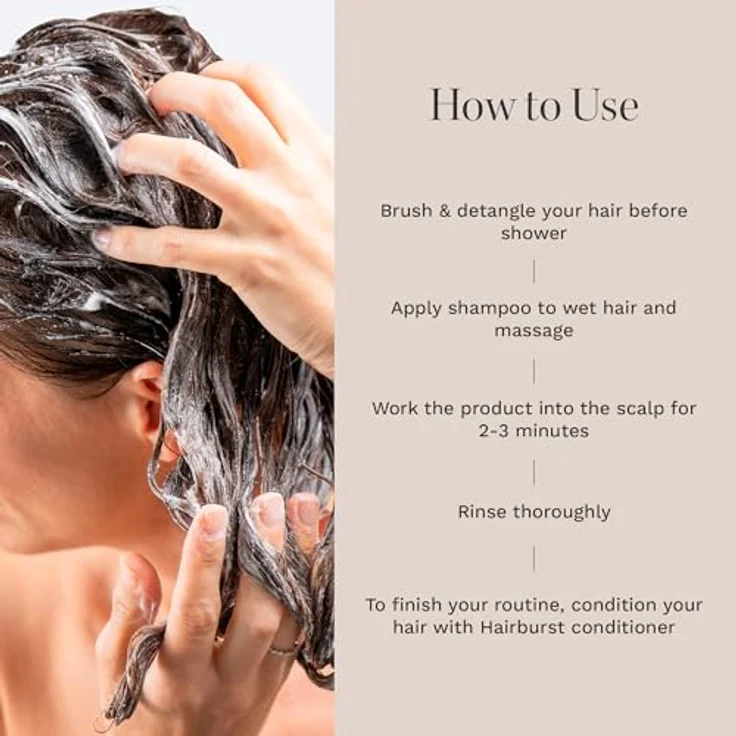 HAIR BURST Shampoo für Haarwachstum für Frauen, für fettiges Haar, reinigt und reguliert, reduziert Haarausfall, mit Kokos und Avocado, 350ml – Bild 5