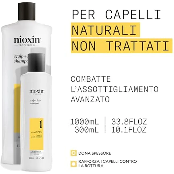 NIOXIN System 1 Scalp + Hair Shampoo - stärkendes Shampoo für natürliches Haar mit leichter Ausdünnung - angereichert mit Biotin und Niacinamid (300 ml) – Bild 2